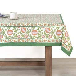 French Tablecloth Grenadine Orange & Green -table supplies shop 0H1A3424