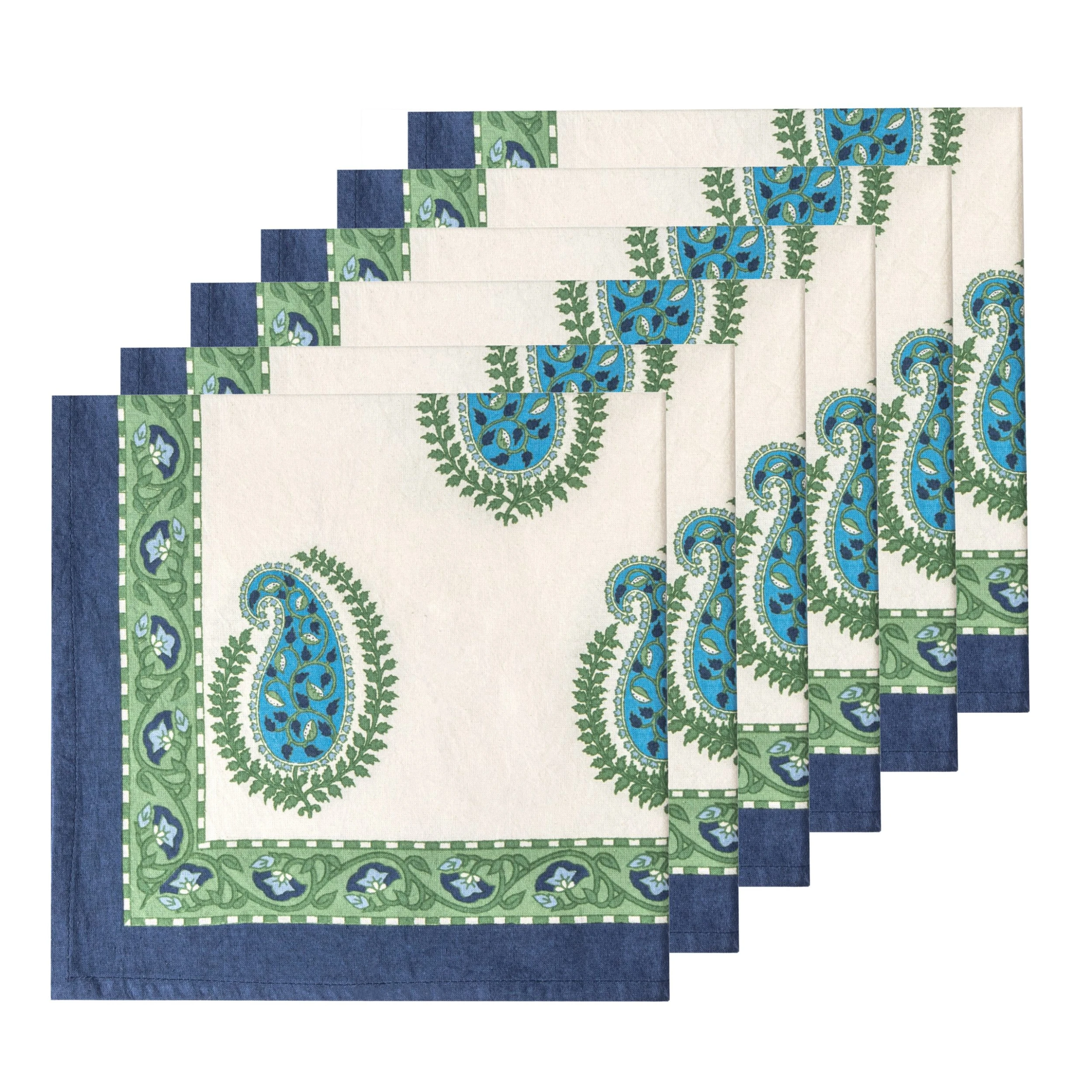 Cassis Blue & Green Napkins, Set Of 6 2 Cassis Blue & Green Napkins, Set Of 6 - Image 2