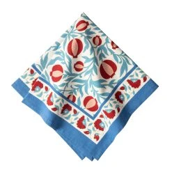 Grenadine Blue & Red Napkins, Set Of 6