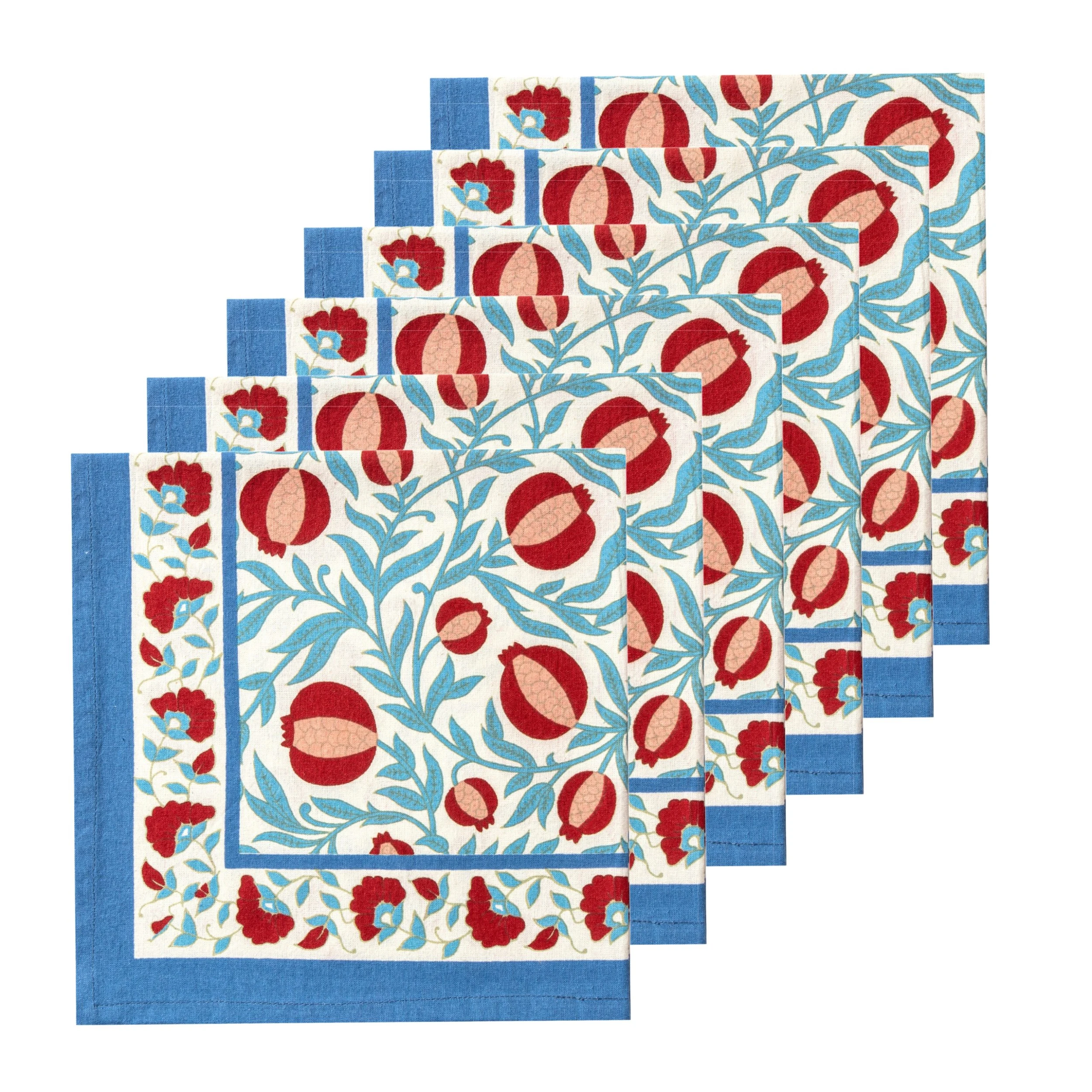 Grenadine Blue & Red Napkins, Set Of 6 2 Grenadine Blue & Red Napkins, Set Of 6 - Image 2