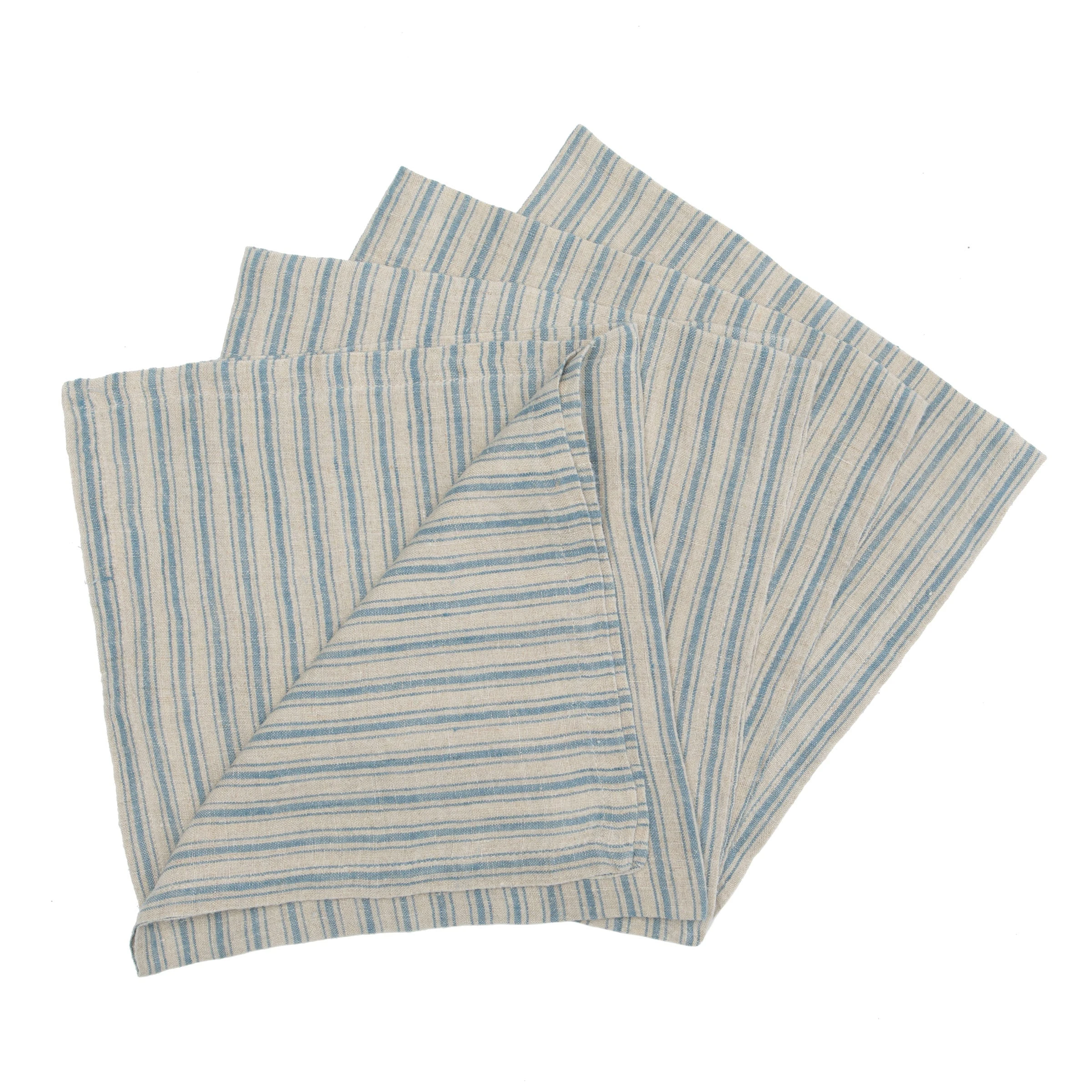 Boat Stripe Linen Napkins Natural & Blue, Set Of 4 4 Boat Stripe Linen Napkins Natural & Blue, Set Of 4 - Image 4