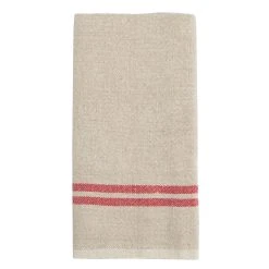 Vintage Linen Kitchen Towels Natural & Red, Set Of 2