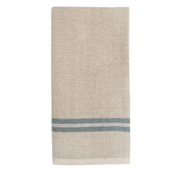 Vintage Linen Kitchen Towels Natural & Blue, Set Of 2