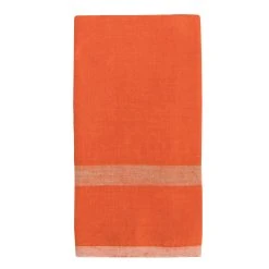 Laundered Linen Kitchen Towels Orange & Natural, Set Of 2