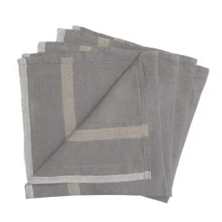 Laundered Linen Napkins Grey & Natural, Set Of 4 -table supplies shop 2G3A3452