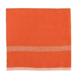 table supplies shop 17 Laundered Linen Napkins Orange & Natural, Set Of 4