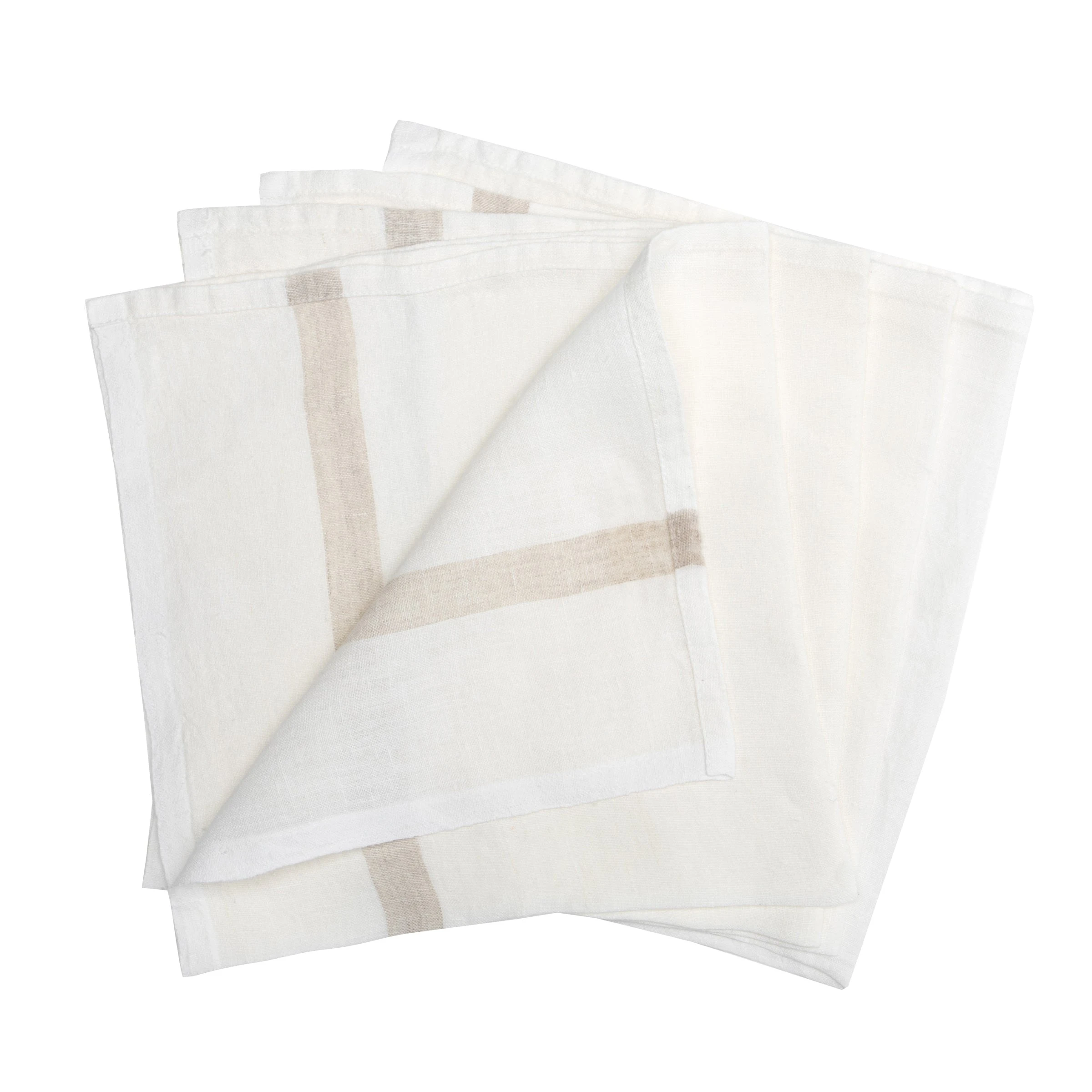 Laundered Linen Napkins White & Natural, Set Of 4 2 Laundered Linen Napkins White & Natural, Set Of 4 - Image 2