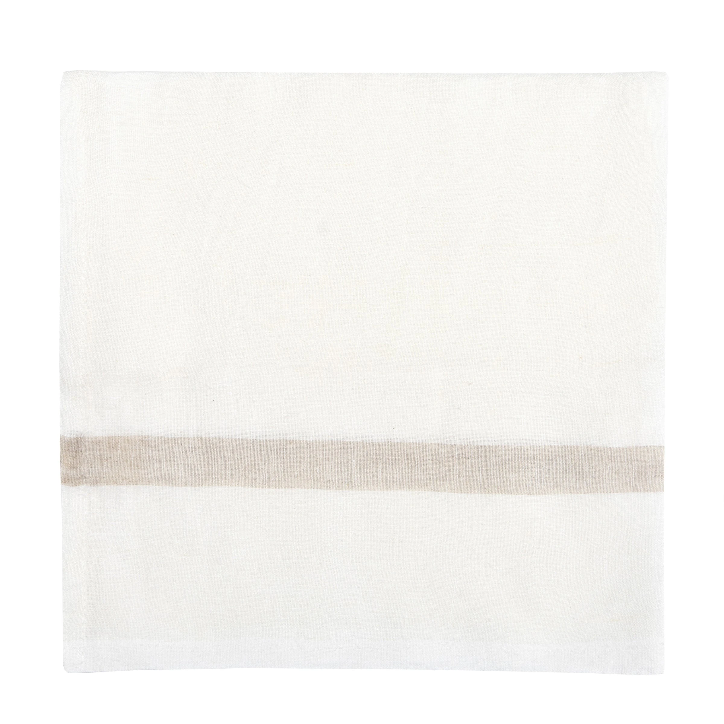 Laundered Linen Napkins White & Natural, Set Of 4 1 Laundered Linen Napkins White & Natural, Set Of 4
