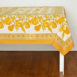 French Tablecloth Orchard Pear Mustard & Grey -table supplies shop 54