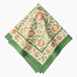 Grenadine Orange & Green Napkins, Set Of 6