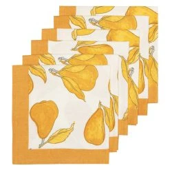 table supplies shop 24 Orchard Pear Napkins Mustard & Grey, Set Of 6
