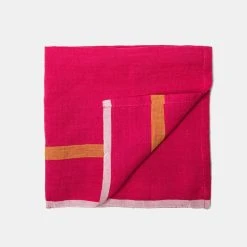 Laundered Linen Napkins Pink & Lime, Set Of 4
