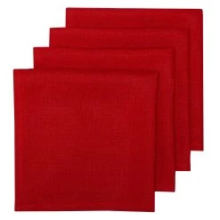 Palma Handwoven Linen Cherry Red Napkins 20x20 - Set Of 4