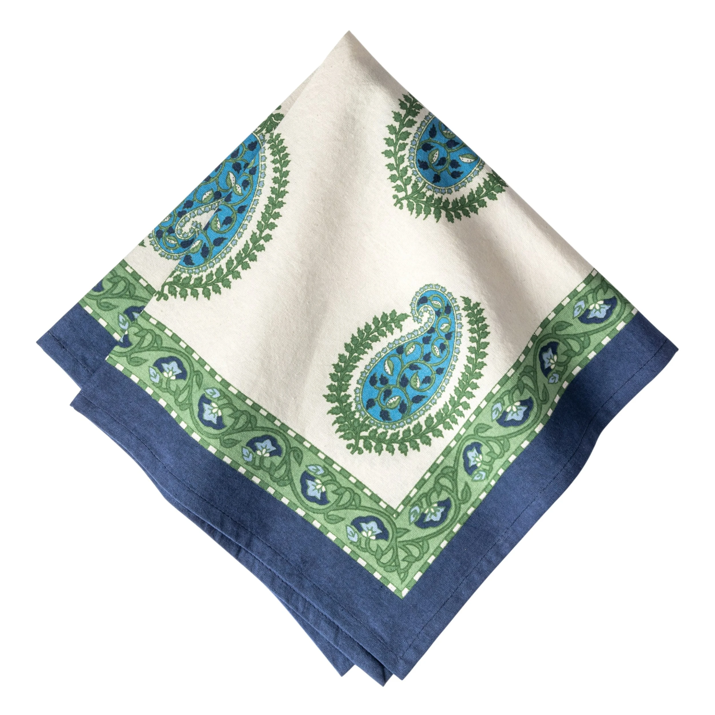 Cassis Blue & Green Napkins, Set Of 6 1 Cassis Blue & Green Napkins, Set Of 6