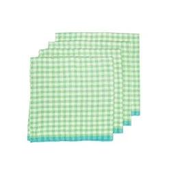 Two-Tone Gingham Napkins Lime & Aqua, Set Of 4