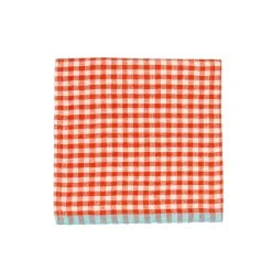 Two-Tone Gingham Napkins Orange & Aqua, Set Of 4