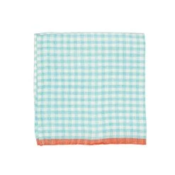 Two-Tone Gingham Napkins Aqua & Orange, Set Of 4
