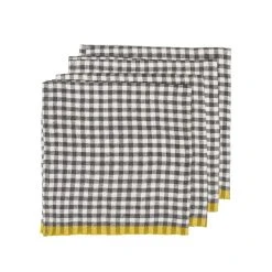 Two-Tone Gingham Napkins Grey & Dijon, Set Of 4