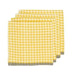 Two-Tone Gingham Napkins Dijon & Grey, Set Of 4