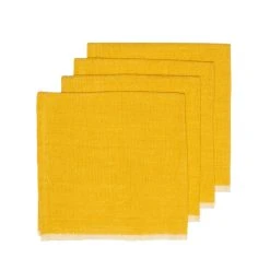 Chunky Linen Mustard Napkins, Set Of 4