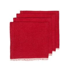 Chunky Linen Red Napkins, Set Of 4