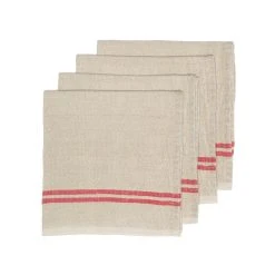 Vintage Linen Napkins Natural & Red, Set Of 4 -table supplies shop Caravan3059 lowres
