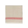 Vintage Linen Napkins Natural & Red, Set Of 4