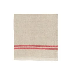 Vintage Linen Napkins Natural & Red, Set Of 4