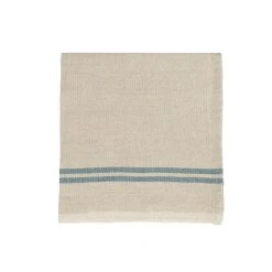 Vintage Linen Napkins Natural & Blue, Set Of 4