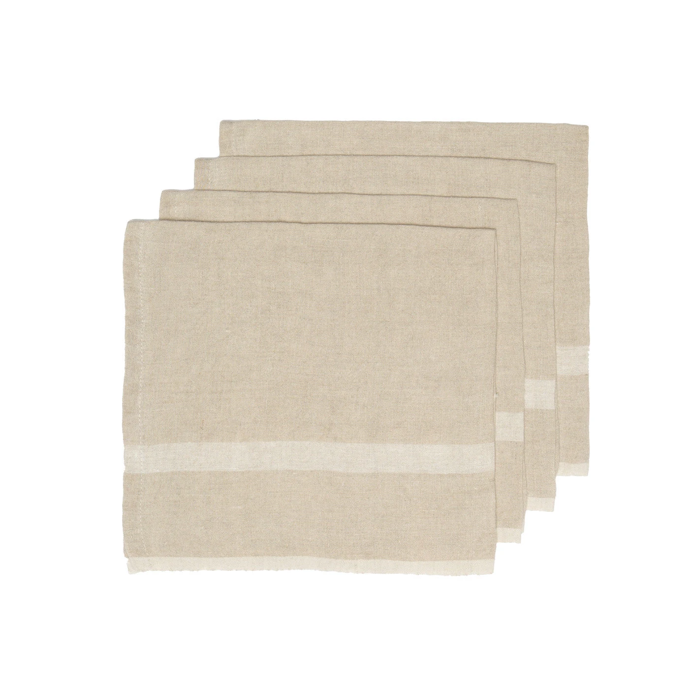 Laundered Linen Napkins Natural & White, Set Of 4 3 Laundered Linen Napkins Natural & White, Set Of 4 - Image 3