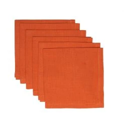 Hemstitch Napkins Burnt Orange, Set Of 6