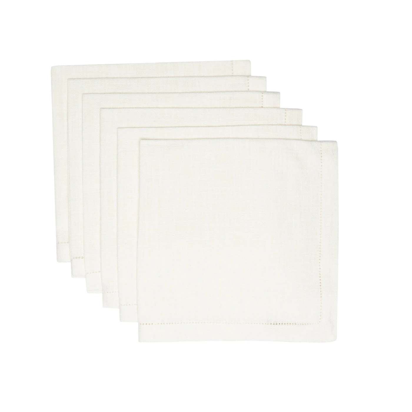 Hemstitch Napkins Ivory, Set Of 6 1 Hemstitch Napkins Ivory, Set Of 6