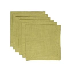 Hemstitch Napkins Kiwi, Set Of 6