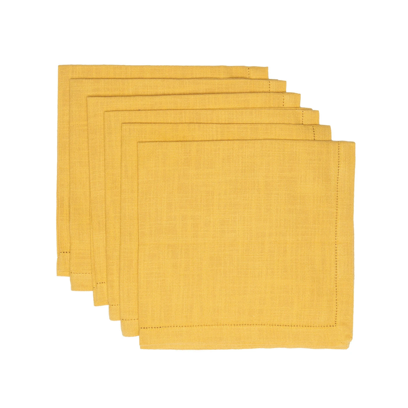Hemstitch Napkins Dijon, Set Of 6 1 Hemstitch Napkins Dijon, Set Of 6