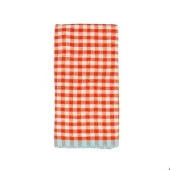 Two-Tone Gingham Kitchen Towels Orange & Aqua, Set Of 2 6 Two-Tone Gingham Kitchen Towels Orange & Aqua, Set Of 2 -table supplies shop Caravan3108 lowres