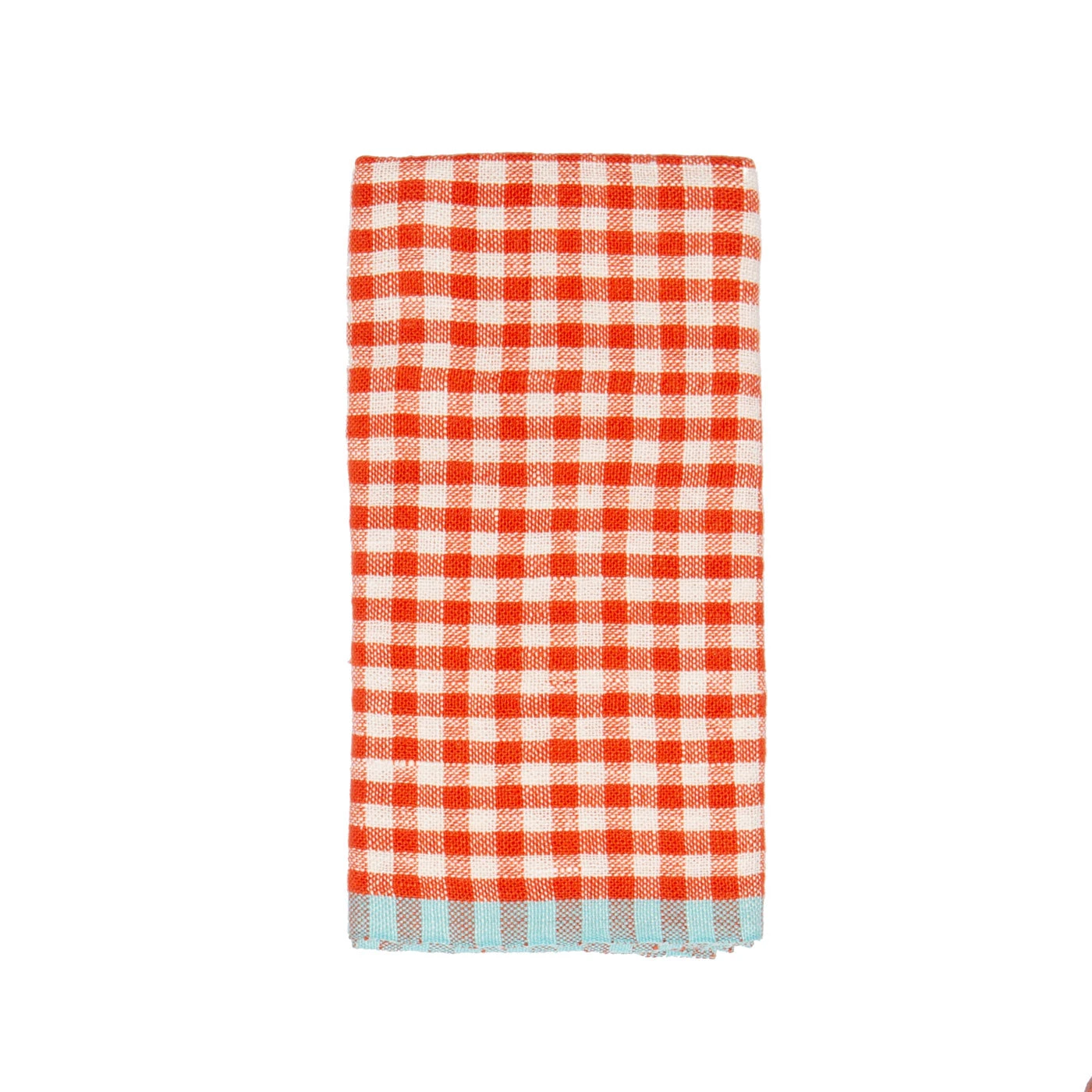 Two-Tone Gingham Kitchen Towels Orange & Aqua, Set Of 2 3 Two-Tone Gingham Kitchen Towels Orange & Aqua, Set Of 2 - Image 3