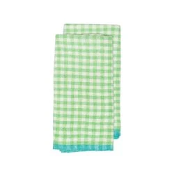 Two-Tone Gingham Kitchen Kitchen Towels Lime & Aqua, Set Of 2
