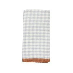 Two-Tone Gingham Kitchen Towels Blue & Cognac, Set Of 2 -table supplies shop Caravan3118 lowres