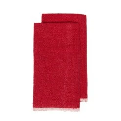 Chunky Linen Red Kitchen Towels, Set Of 2