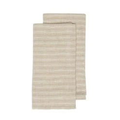 Boat Stripe Linen Kitchen Towels Natural & White, Set Of 2 -table supplies shop Caravan3140 lowres