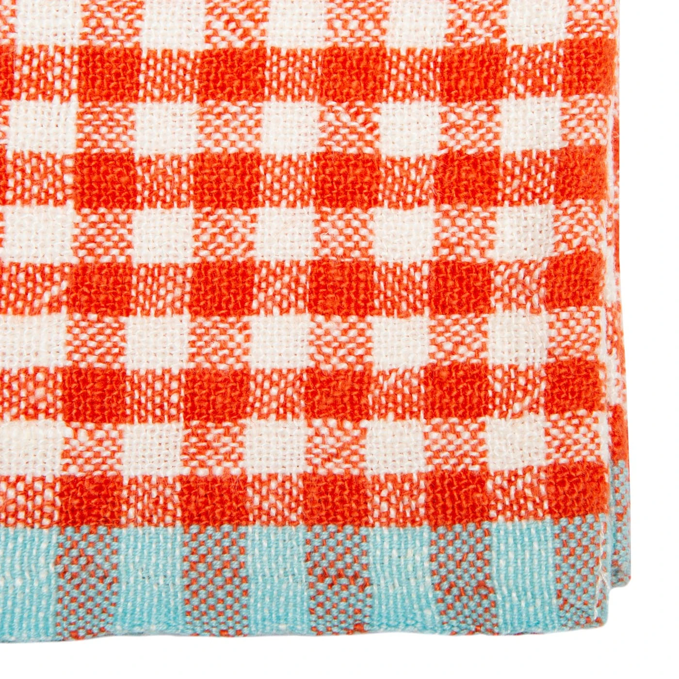 Two-Tone Gingham Kitchen Towels Orange & Aqua, Set Of 2 2 Two-Tone Gingham Kitchen Towels Orange & Aqua, Set Of 2 - Image 2