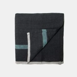 Laundered Linen Napkins Charcoal & Aqua, Set Of 4