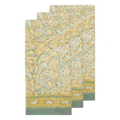 La Mer Tea Towels Aqua & Citrine, Set Of 3