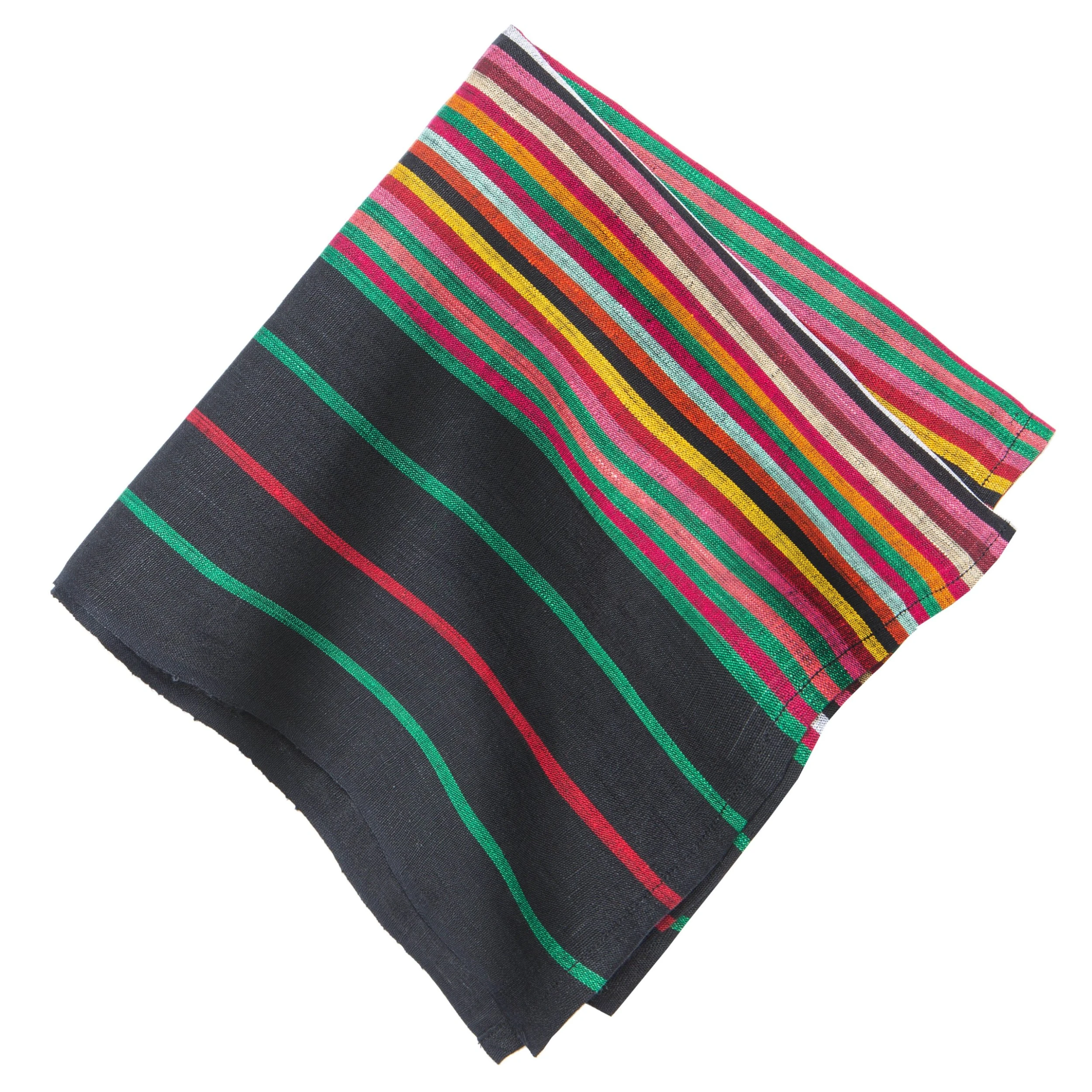 Multi Stripes "Black" Napkins 20x20 - Set Of 4 1 Multi Stripes "Black" Napkins 20x20 - Set Of 4