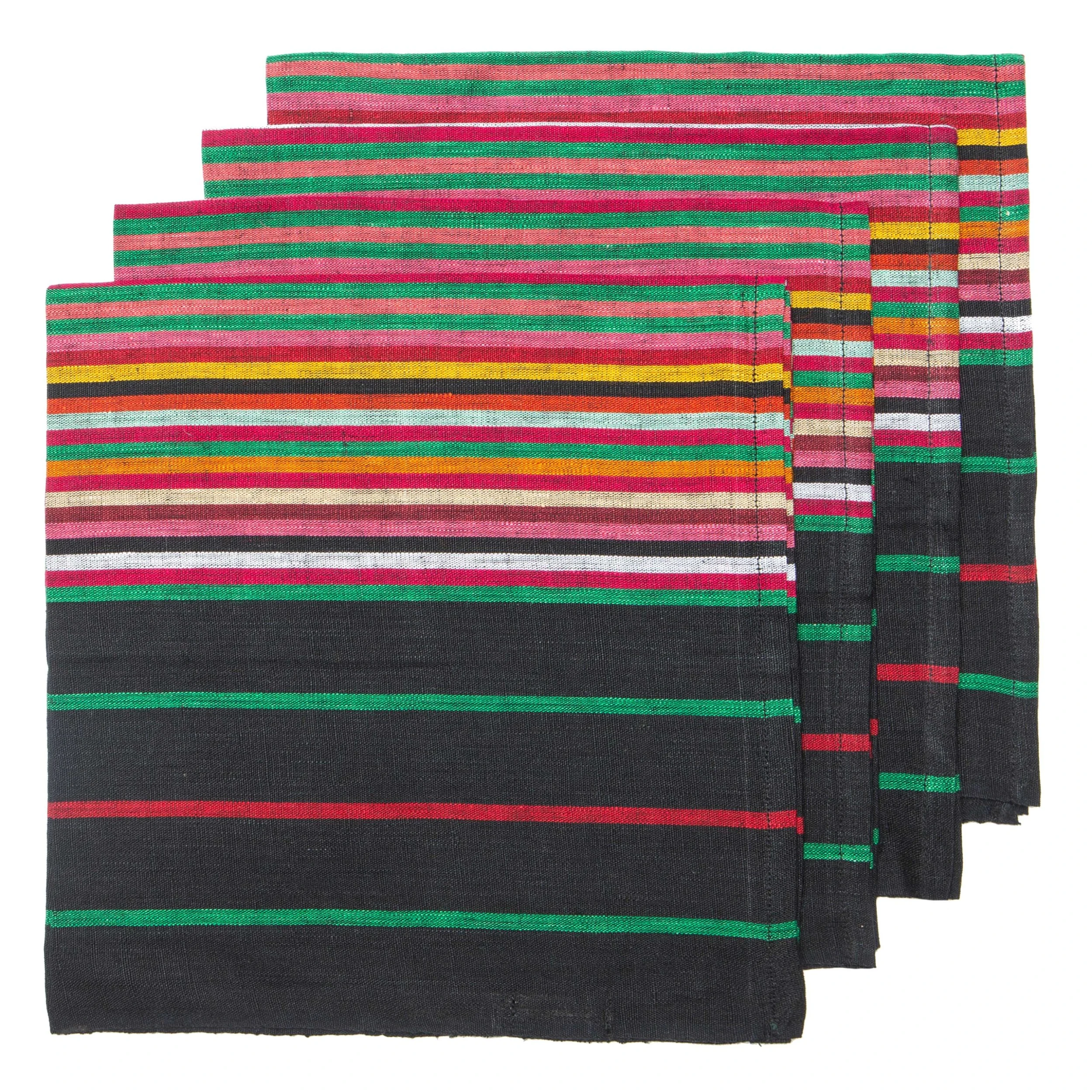 Multi Stripes "Black" Napkins 20x20 - Set Of 4 2 Multi Stripes "Black" Napkins 20x20 - Set Of 4 - Image 2