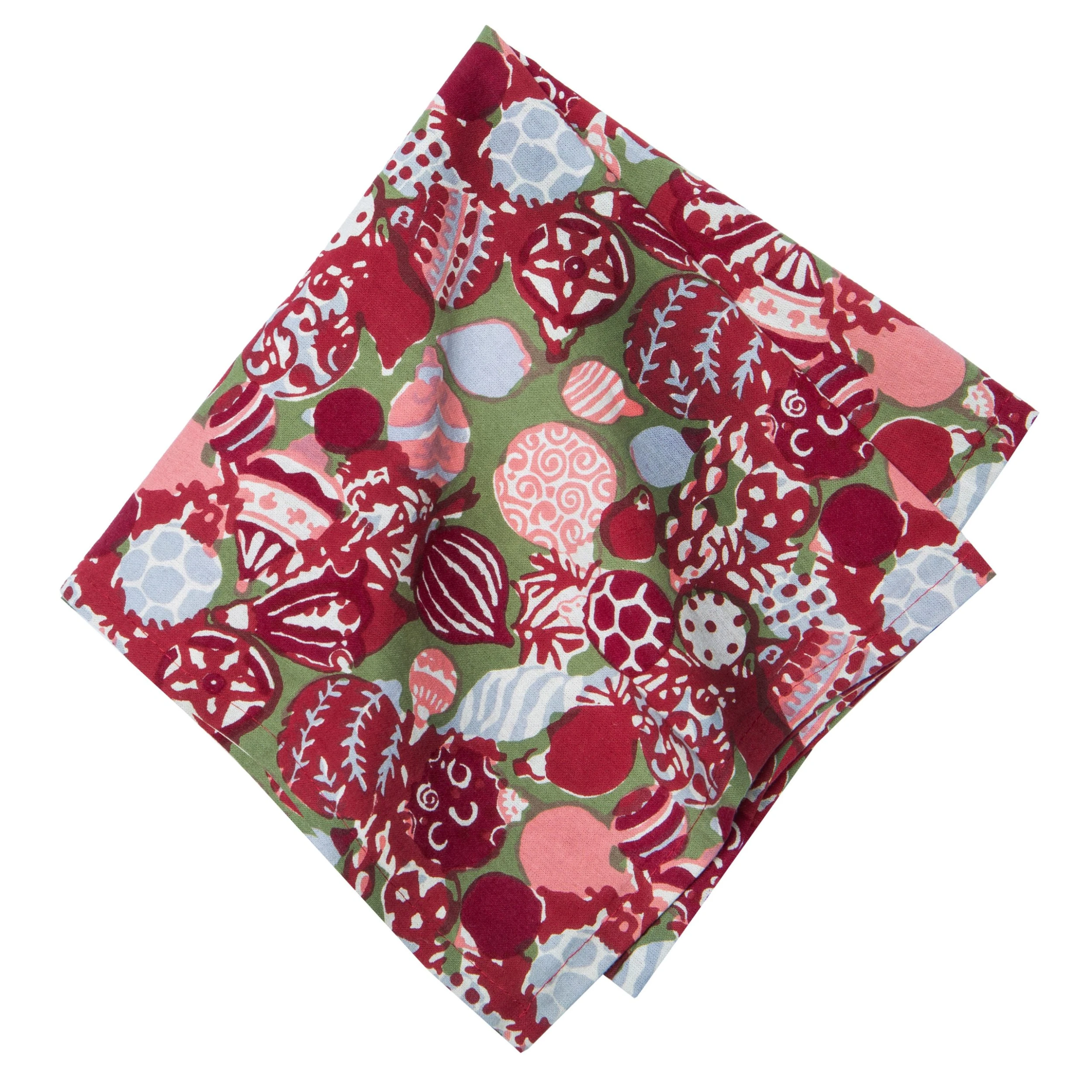 Ornaments Napkins Red & Green, Set Of 6 1 Ornaments Napkins Red & Green, Set Of 6