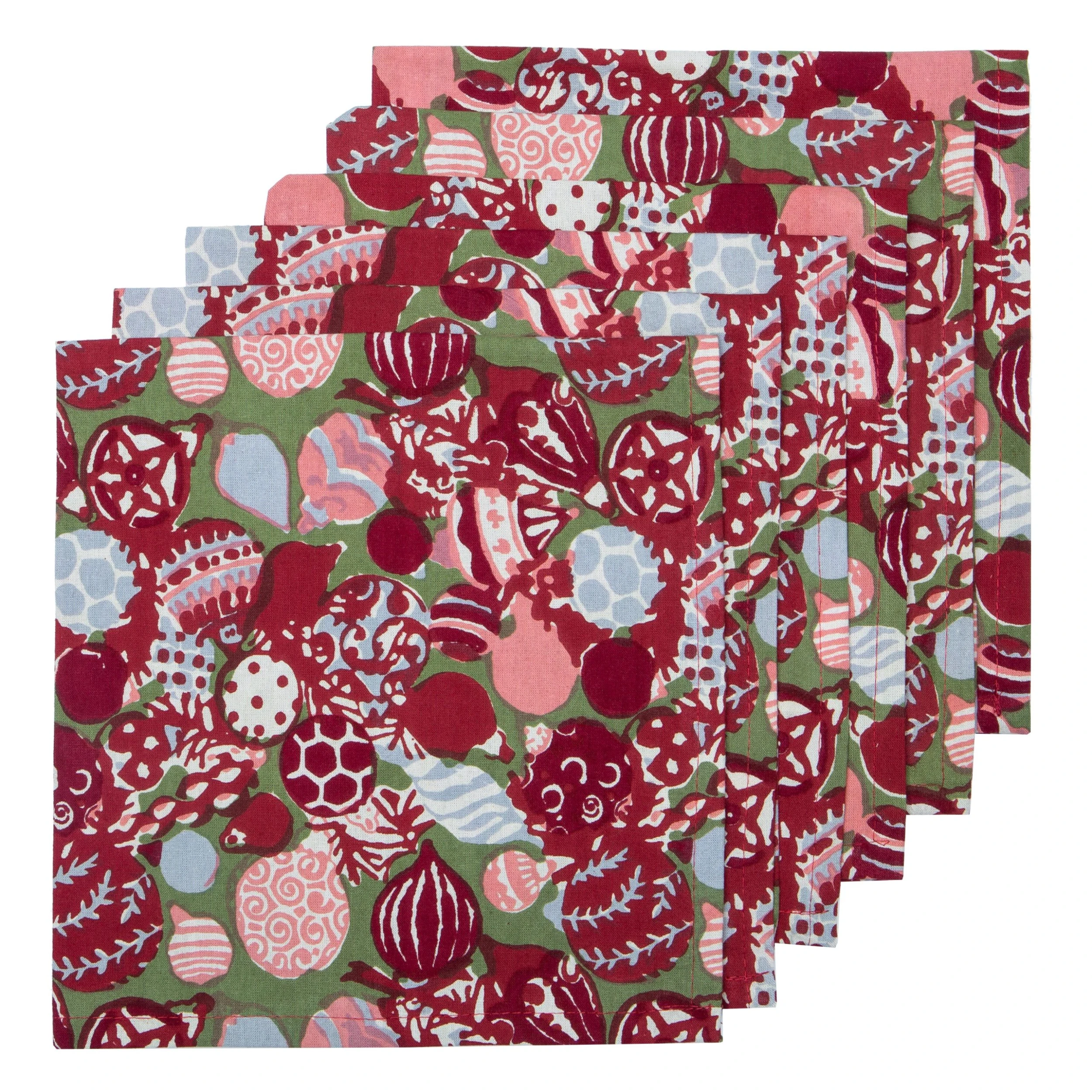 Ornaments Napkins Red & Green, Set Of 6 2 Ornaments Napkins Red & Green, Set Of 6 - Image 2