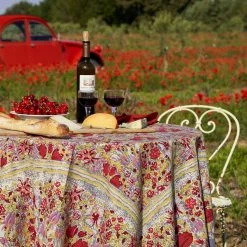 French Tablecloth Jardin Red & Grey -table supplies shop DSC00401 0.5x square