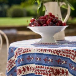 French Tablecloth Avignon Red & Blue -table supplies shop DSC00998 0.5x square