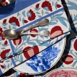 French Tablecloth Grenadine Red & Blue -table supplies shop DSC01108 0.5x square